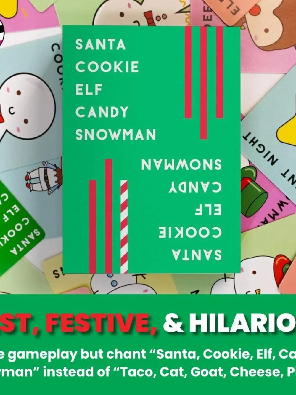Santa Cookie Elf Candy Snowman Christmas Edition Holiday Card Game by Taco Cat G